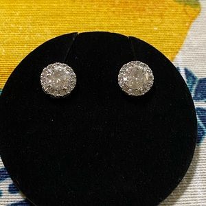 Round Pave CZ Stud Earrings